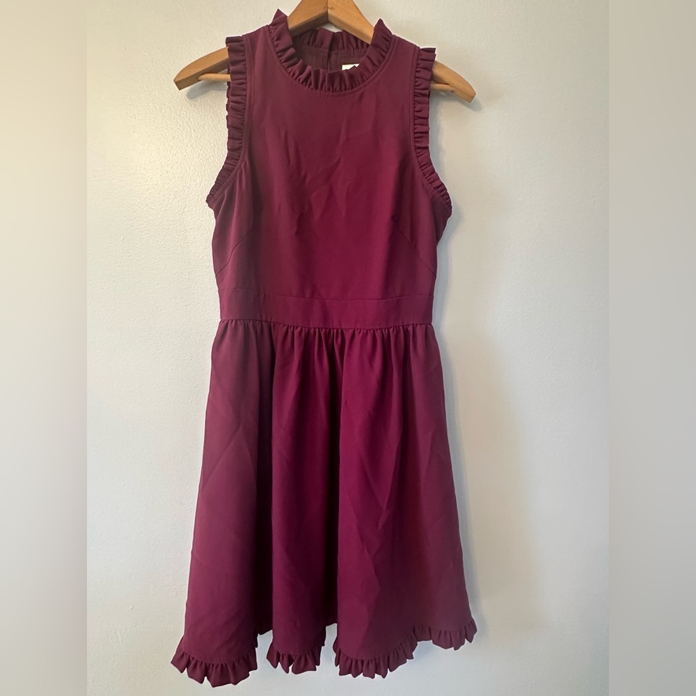 kate spade women’s Ruffle-Trim Sleeveless Dress in Burgundy women’s Size 2
